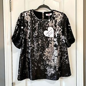 BUDDY LOVE BLANCHE SEQUIN SHORT SLEEVE TOP - SMOKE